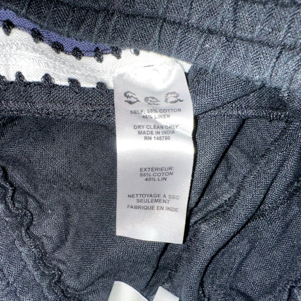 Sea New York Linen Blend Side Stripe Wide Leg Navy Pants 4 - Picture 4 of 6